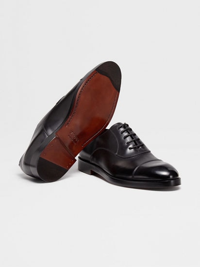 Black Leather Torino Oxford Shoes FW24 26935305 | Zegna RO