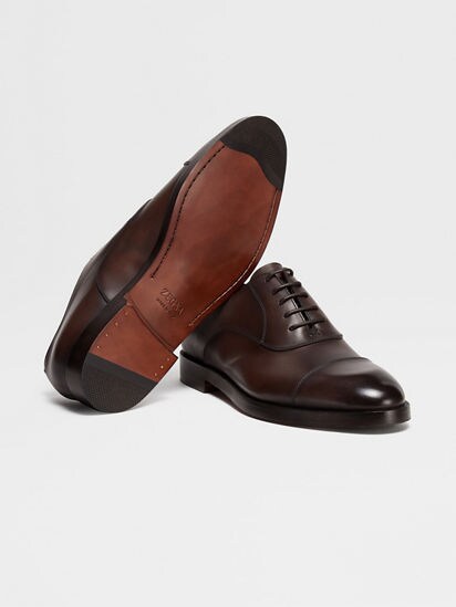 Dark Brown Leather Torino Oxford Shoes FW24 26935321 | Zegna ROW