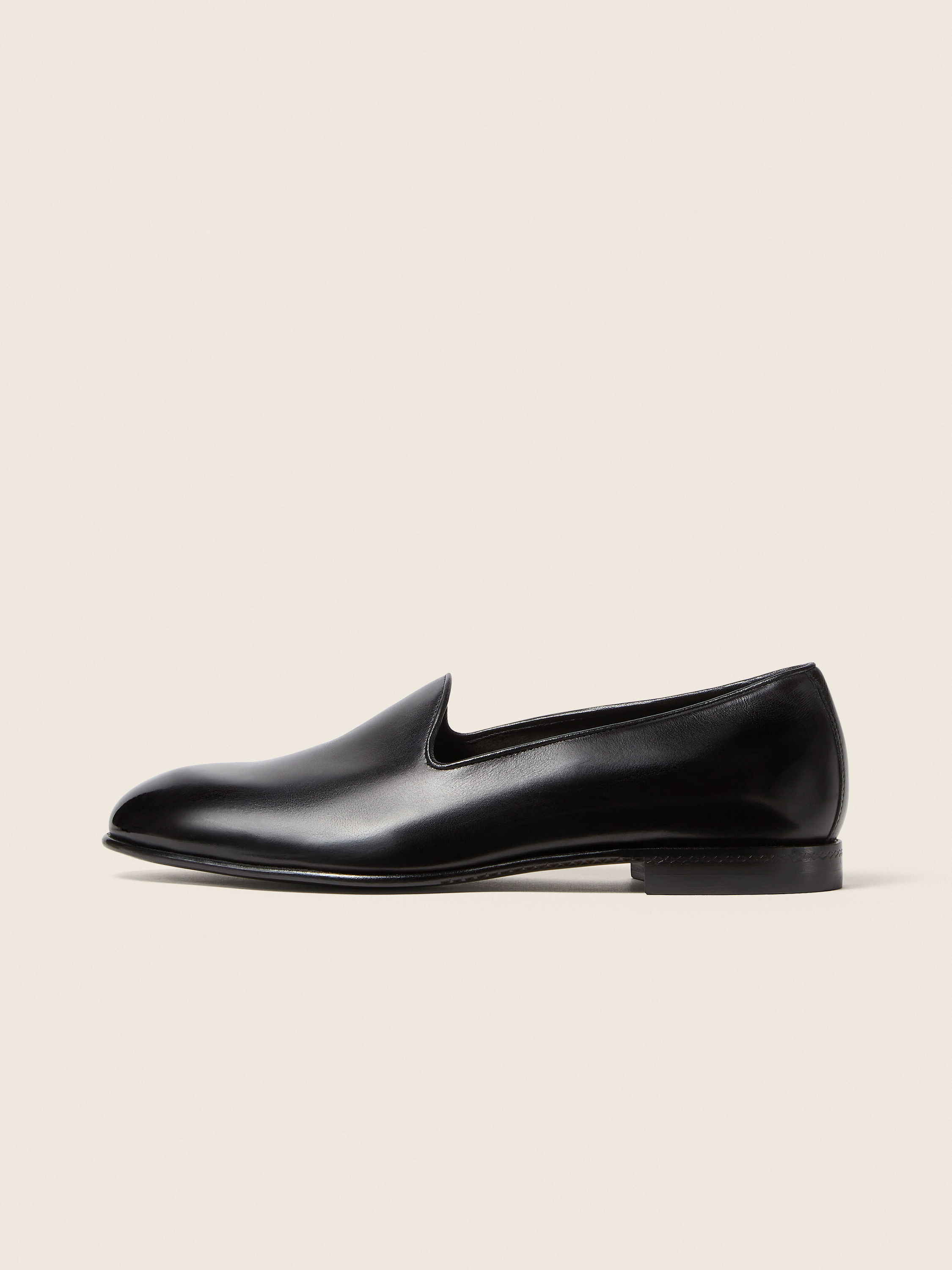 Black Leather Gala Slip-On Shoes Product detail photo #3