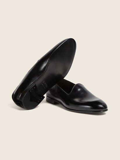 Black Leather Gala Slip-On Shoes FW24 27928343 | Zegna TH