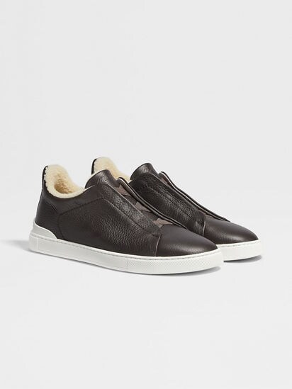 Dark Brown Deerskin Merino Lined Triple Stitch™ Low Top Sneakers