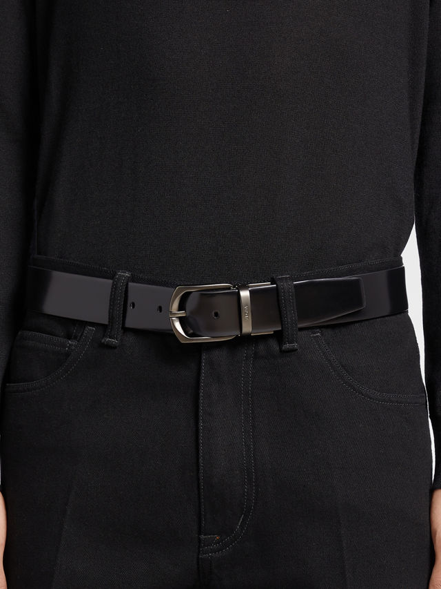 Black Reversible Leather Belt Product detail photo #2