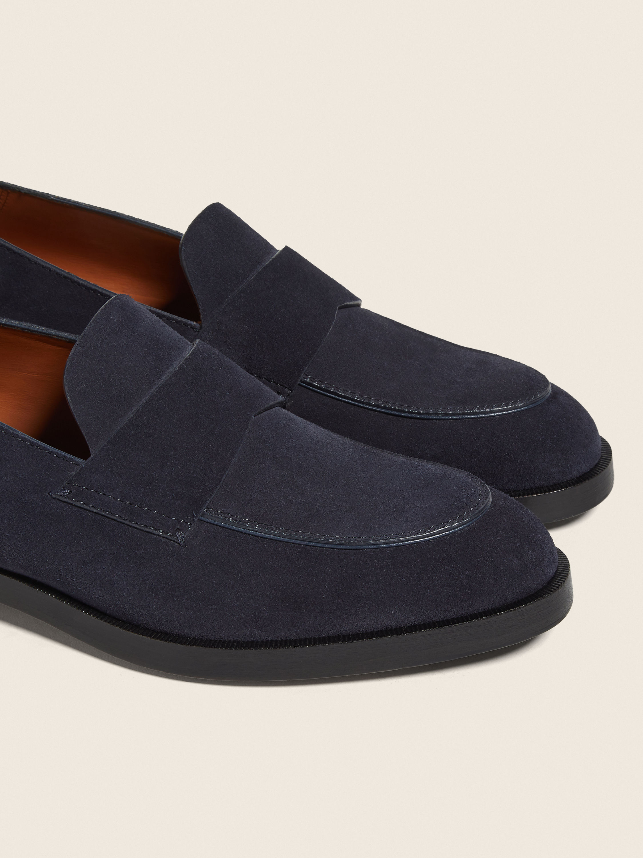 Navy Blue Suede Loafers Product detail photo #1