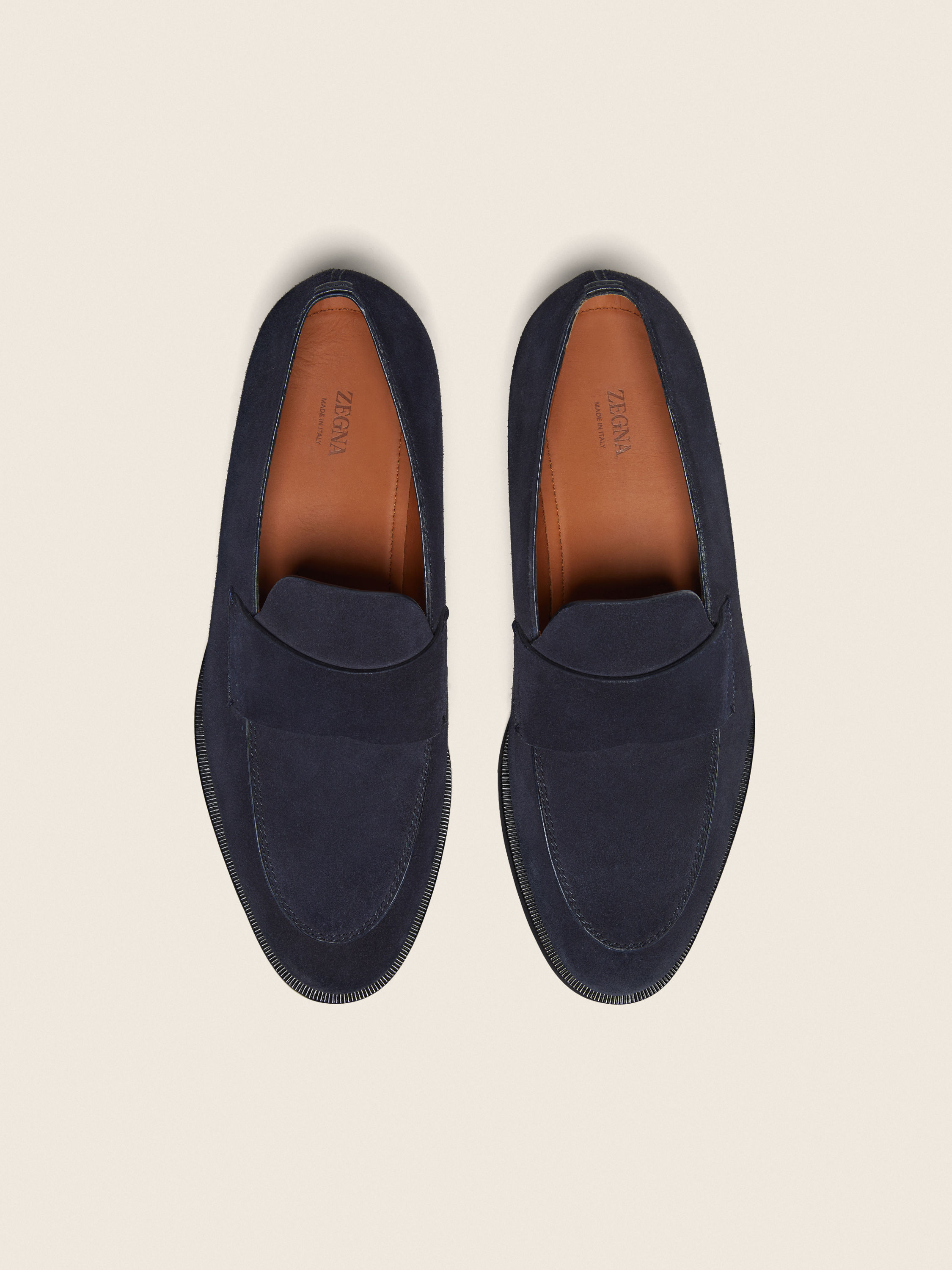 Navy Blue Suede Loafers Product detail photo #2