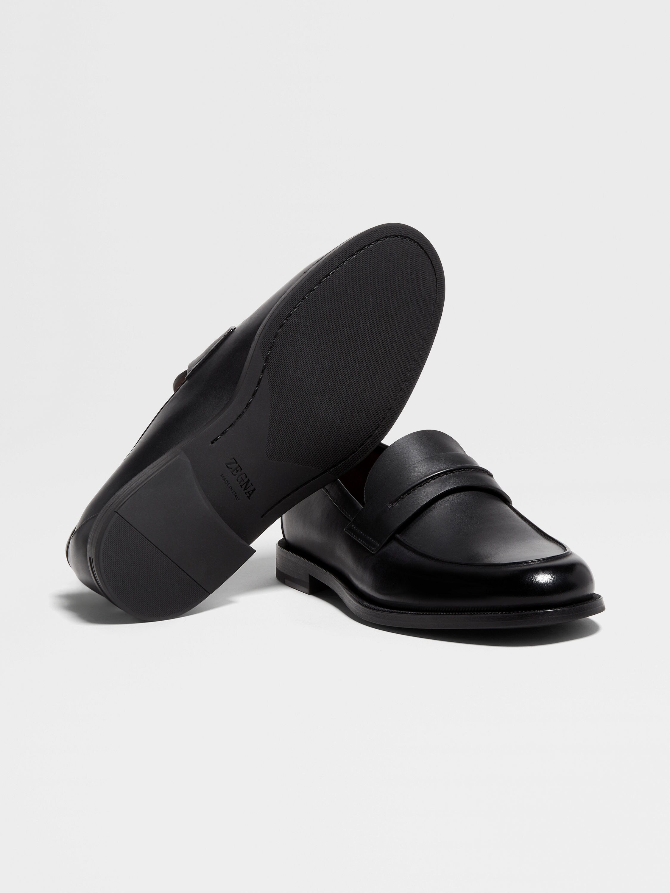 Black Leather Mocassin Corso Loafers Product detail photo #2