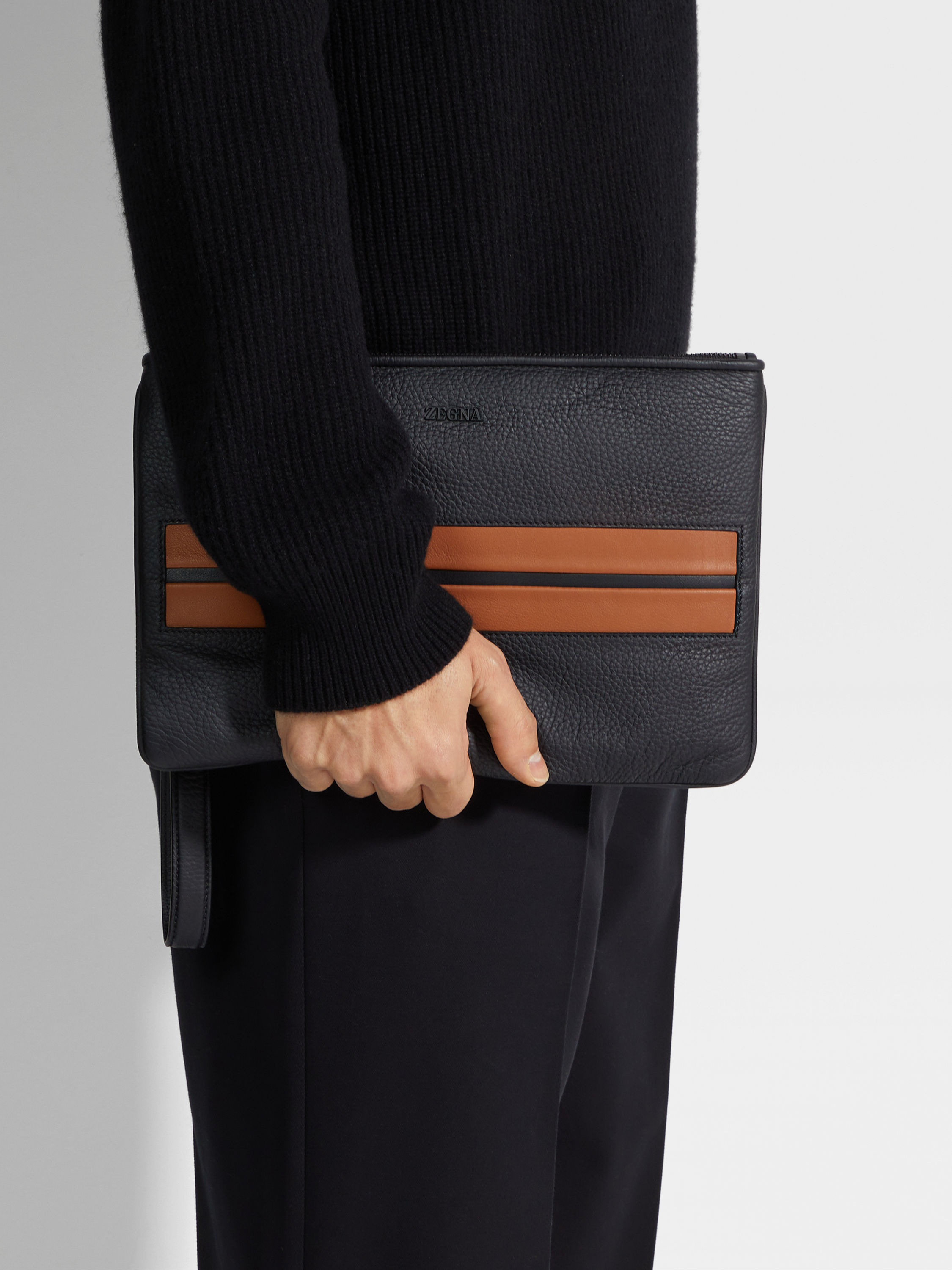 Black Deerskin and Leather Pouch Product detail photo #3