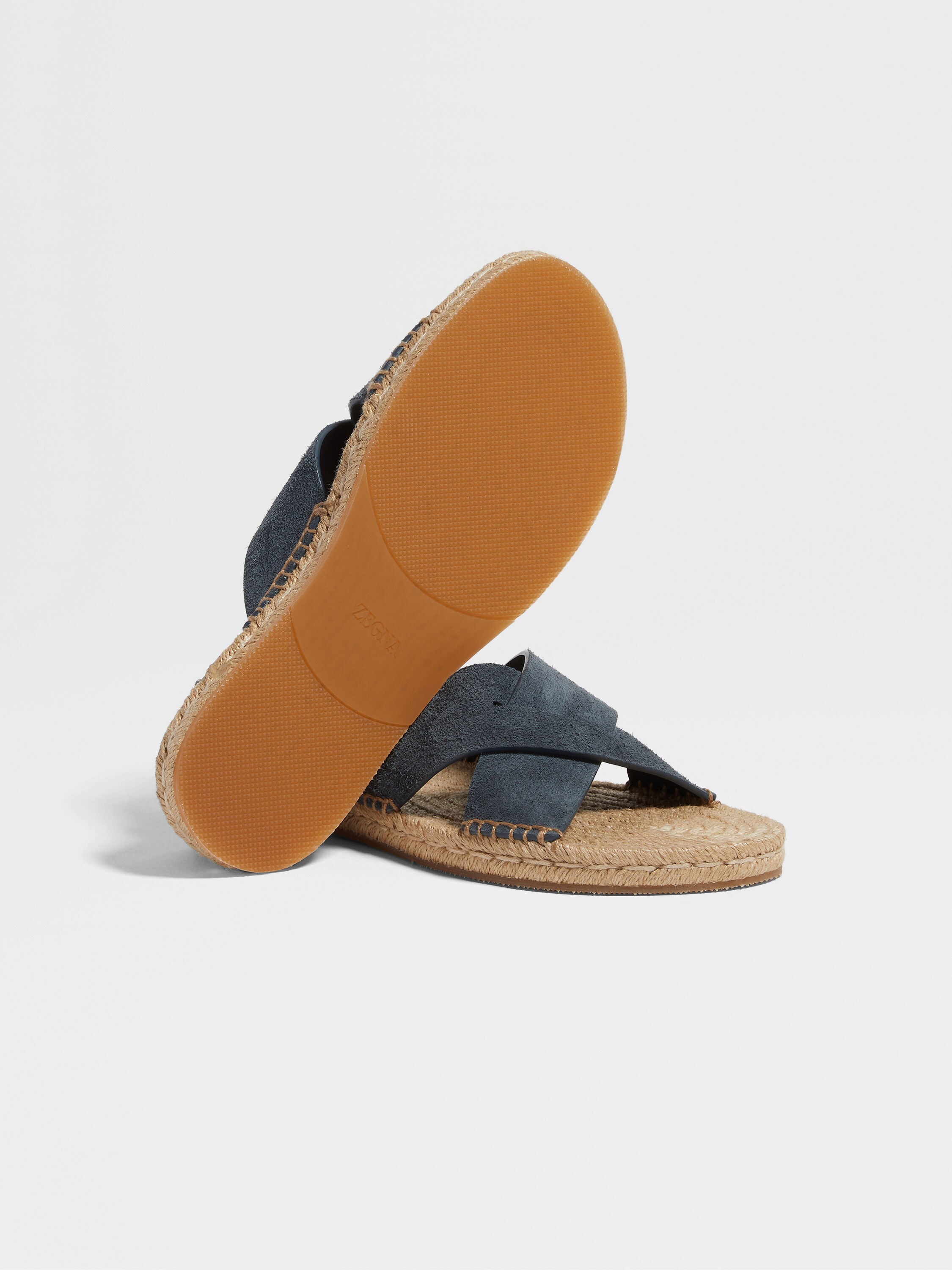 Dark Teal Blue Suede Espadrille Sandals Product detail photo #1