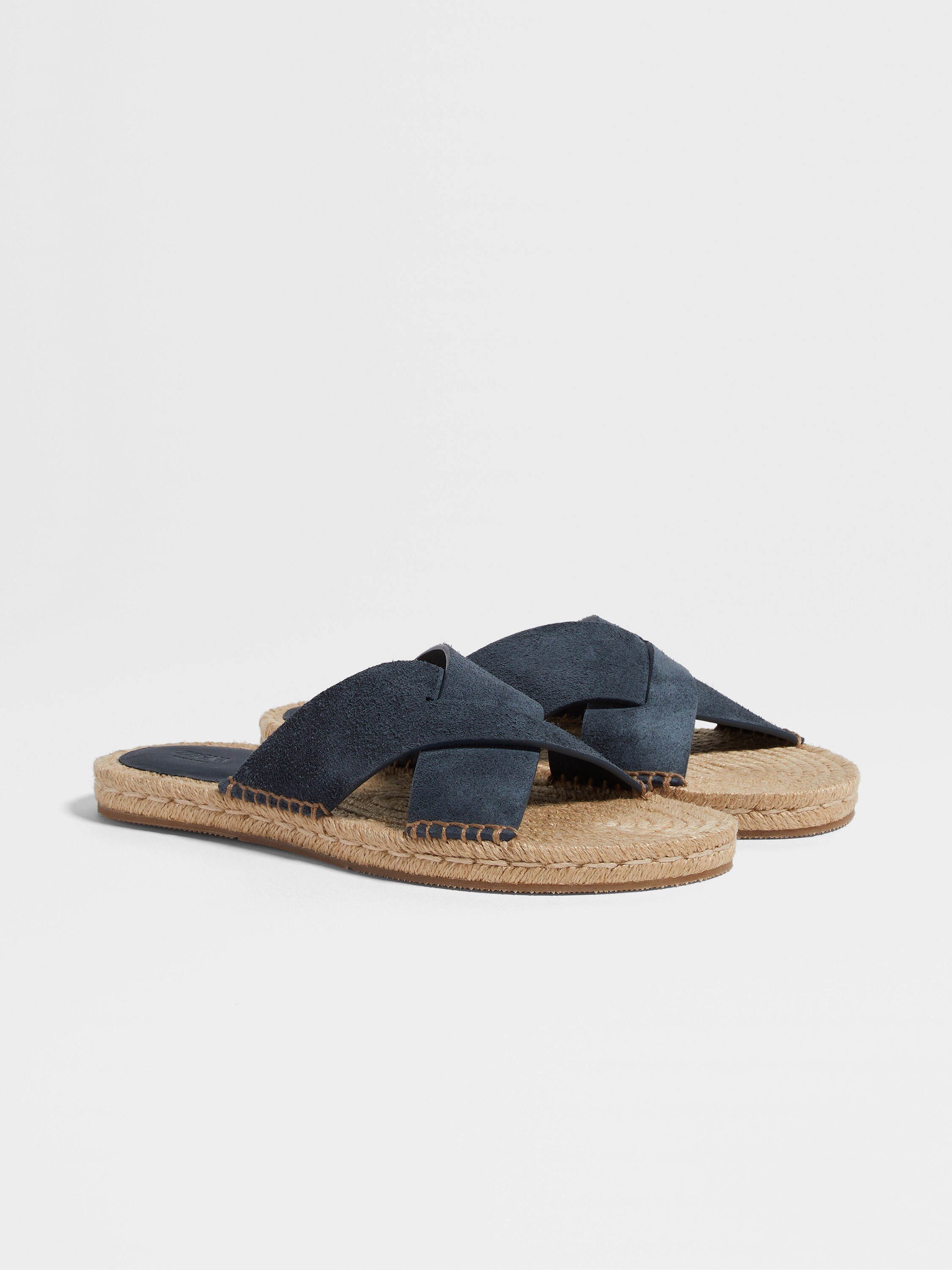 Dark Teal Blue Suede Espadrille Sandals Product detail photo #2