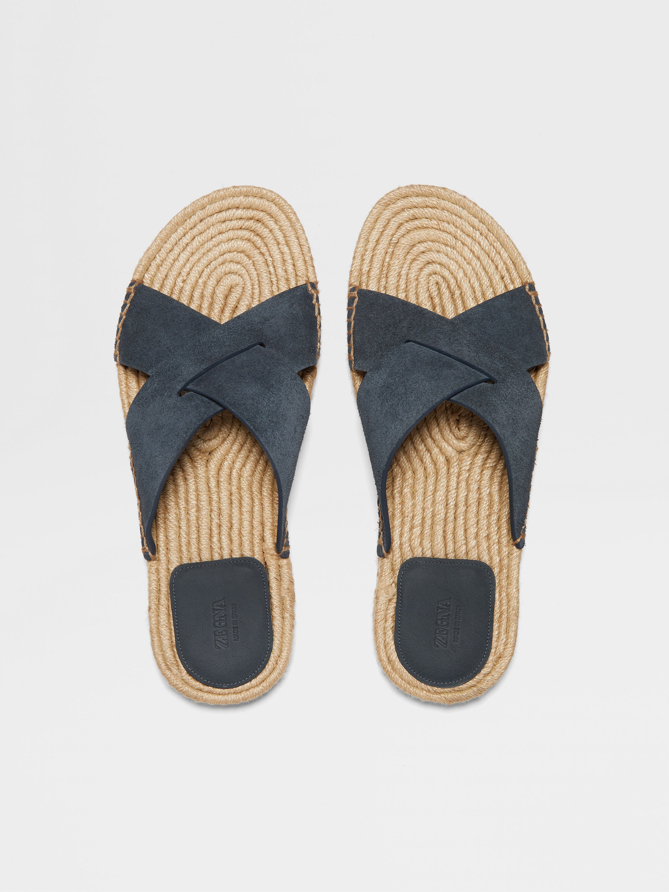 Dark Teal Blue Suede Espadrille Sandals Product detail photo #4