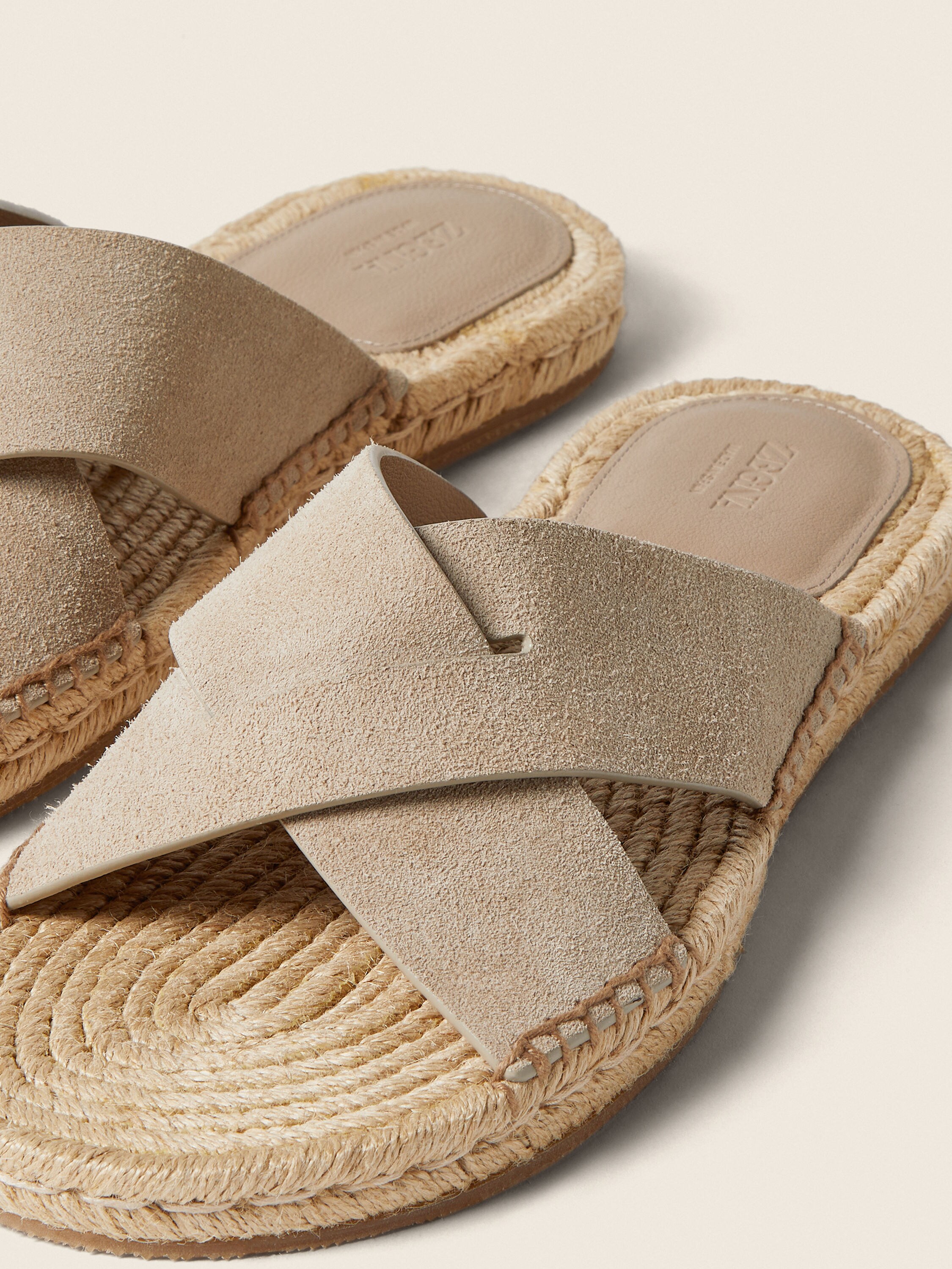 Light Taupe Suede Espadrille Sandals Product detail photo #1