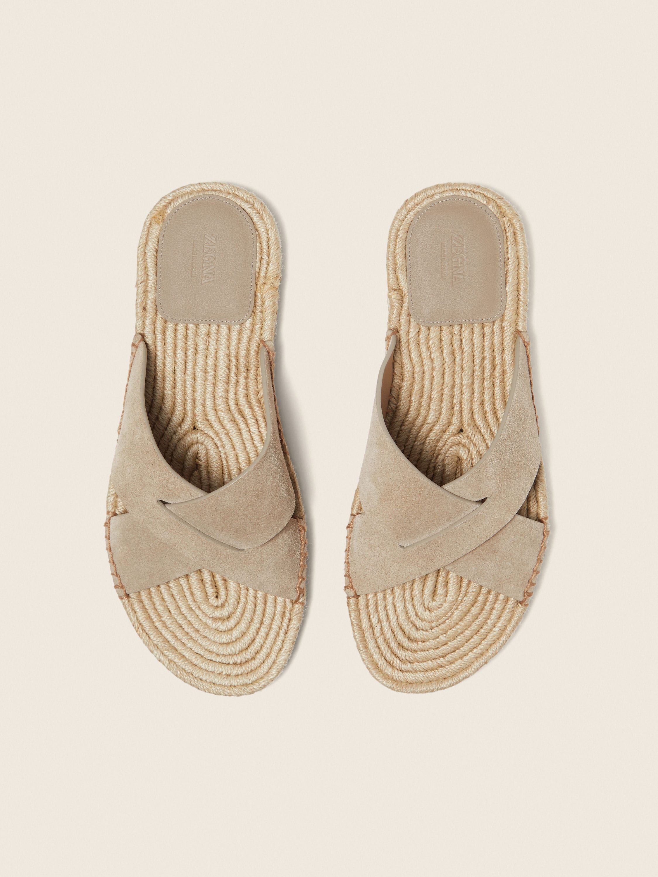 Light Taupe Suede Espadrille Sandals Product detail photo #2