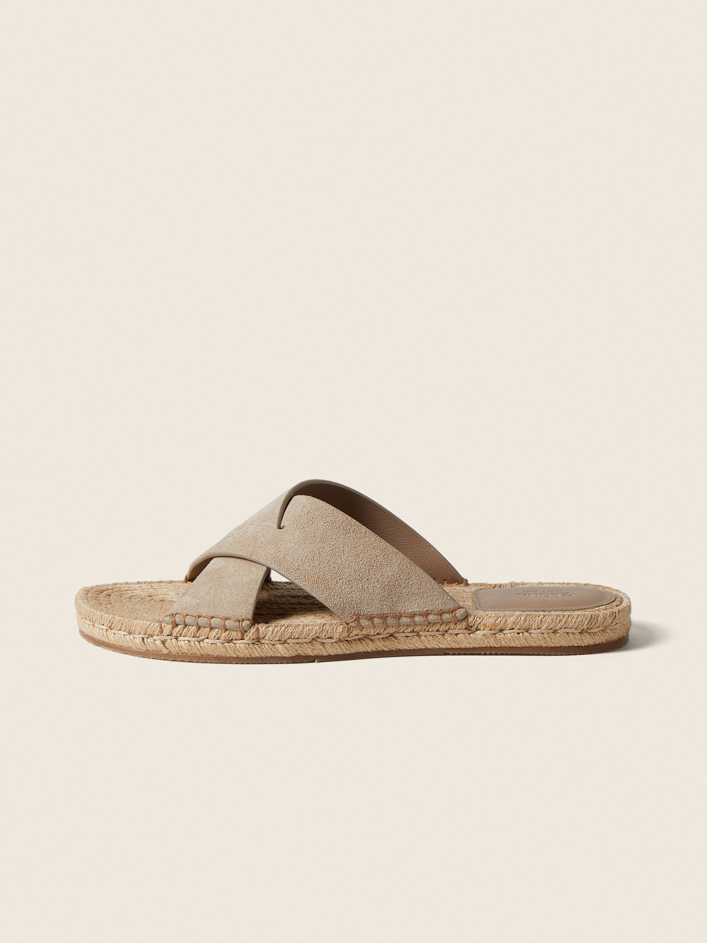 Light Taupe Suede Espadrille Sandals Product detail photo #3