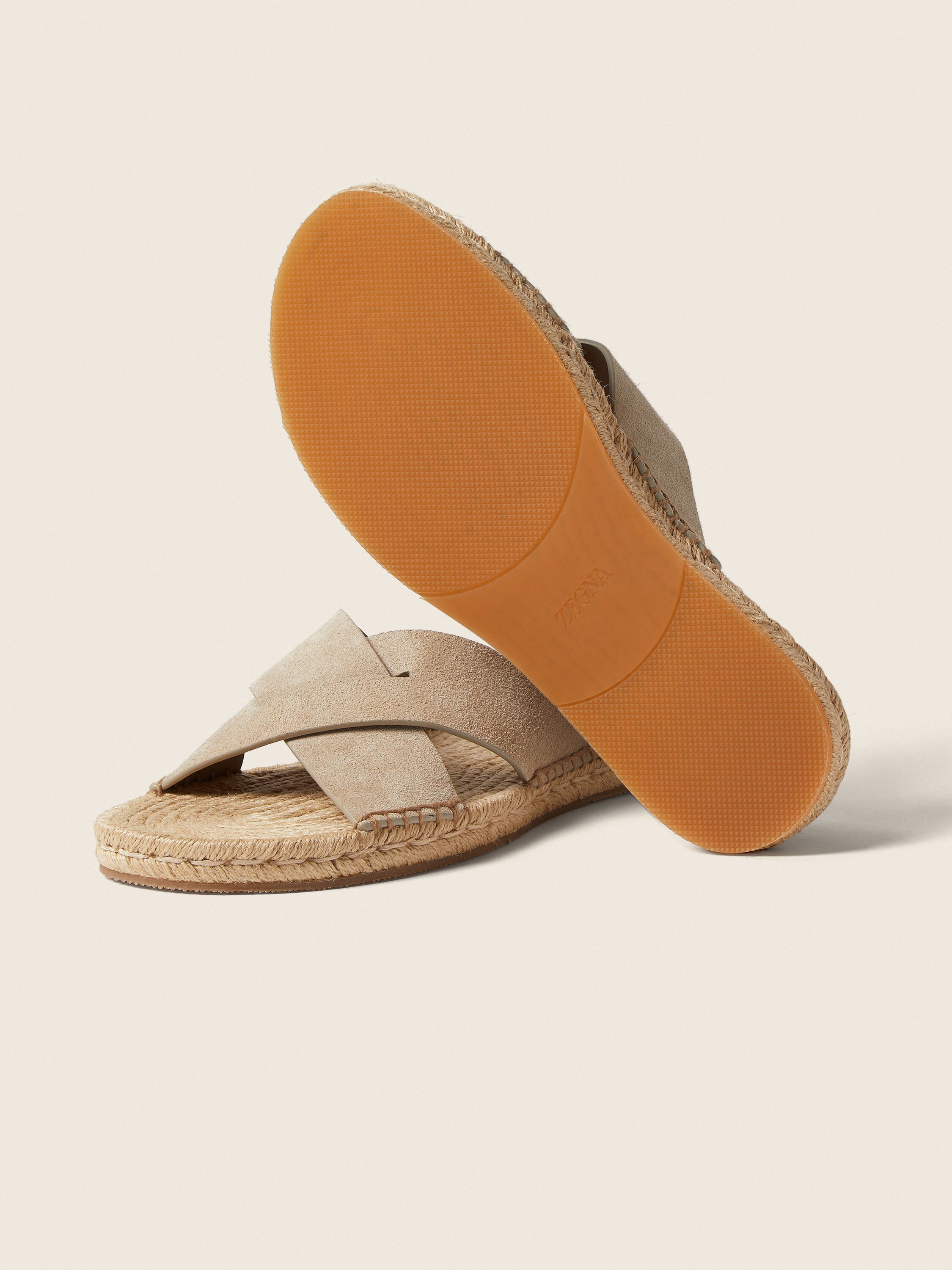 Light Taupe Suede Espadrille Sandals Product detail photo #4
