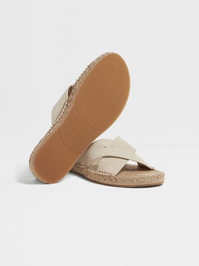 Off White Suede Espadrille Sandals SS25 30108920 | Zegna TR Off White Suede Espadrille Sandals SS25 30108920 | Zegna TR