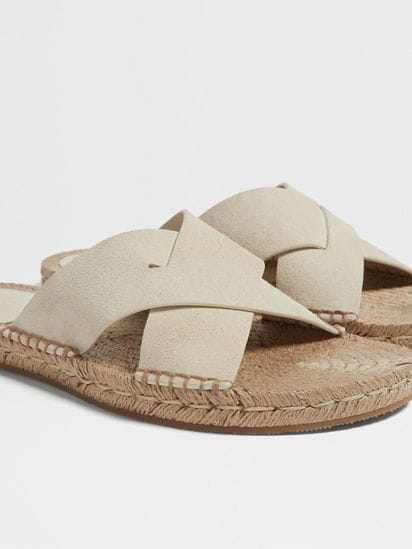 Off White Suede Espadrille Sandals SS25 30108920 | Zegna TR Off White Suede Espadrille Sandals SS25 30108920 | Zegna TR