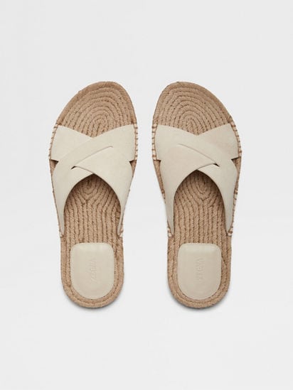 Off White Suede Espadrille Sandals SS25 30108920 | Zegna TR Off White Suede Espadrille Sandals SS25 30108920 | Zegna TR