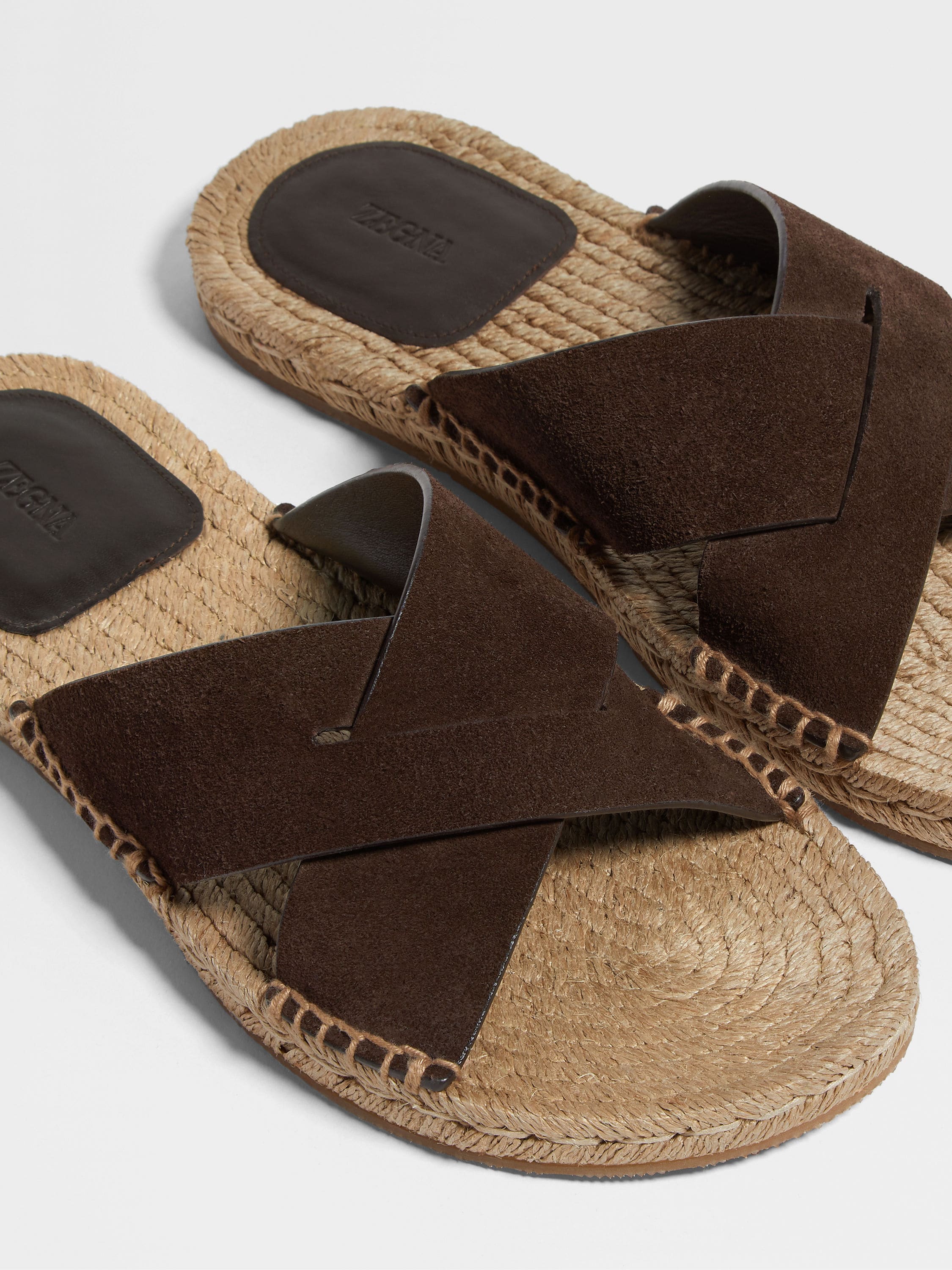 Dark Brown Suede Espadrille Sandals Product detail photo #3