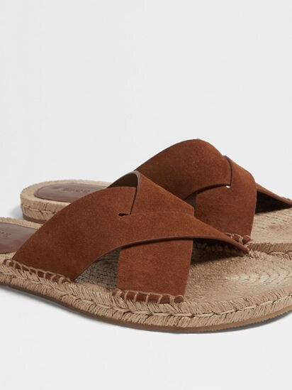 Dark Foliage Suede Espadrille Sandals FW25 30108919 | Zegna US