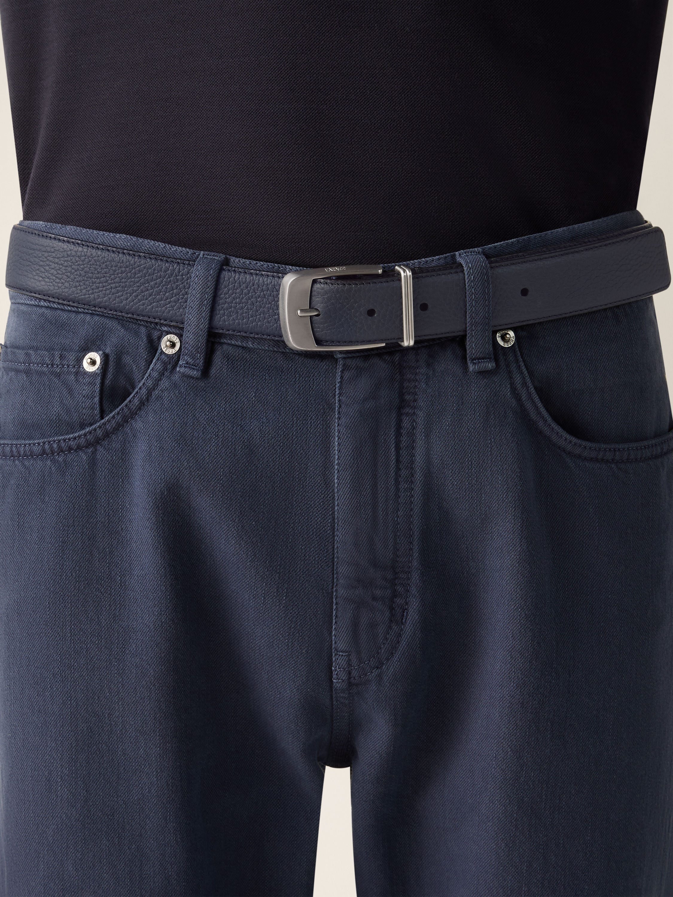 Dark Blue Leather Belt Product detail photo #2