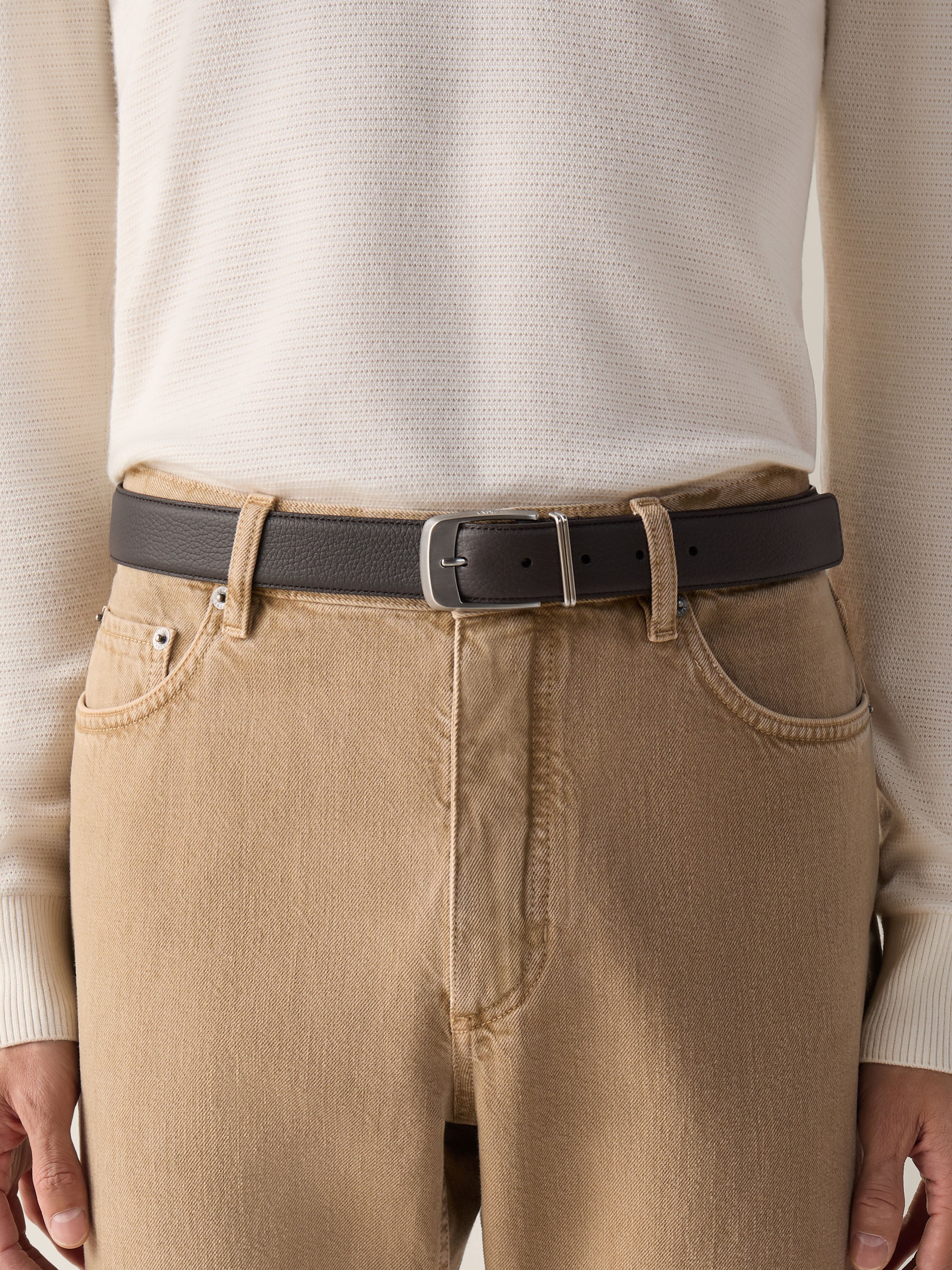 Dark Brown Leather Belt Product detail photo #2