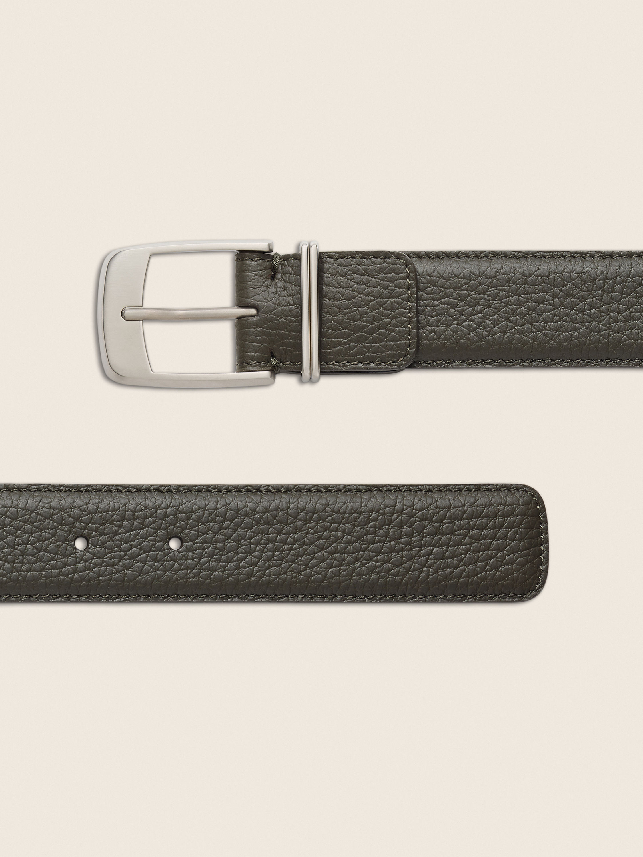 Dark Olive Green Leather Belt Product detail photo #1