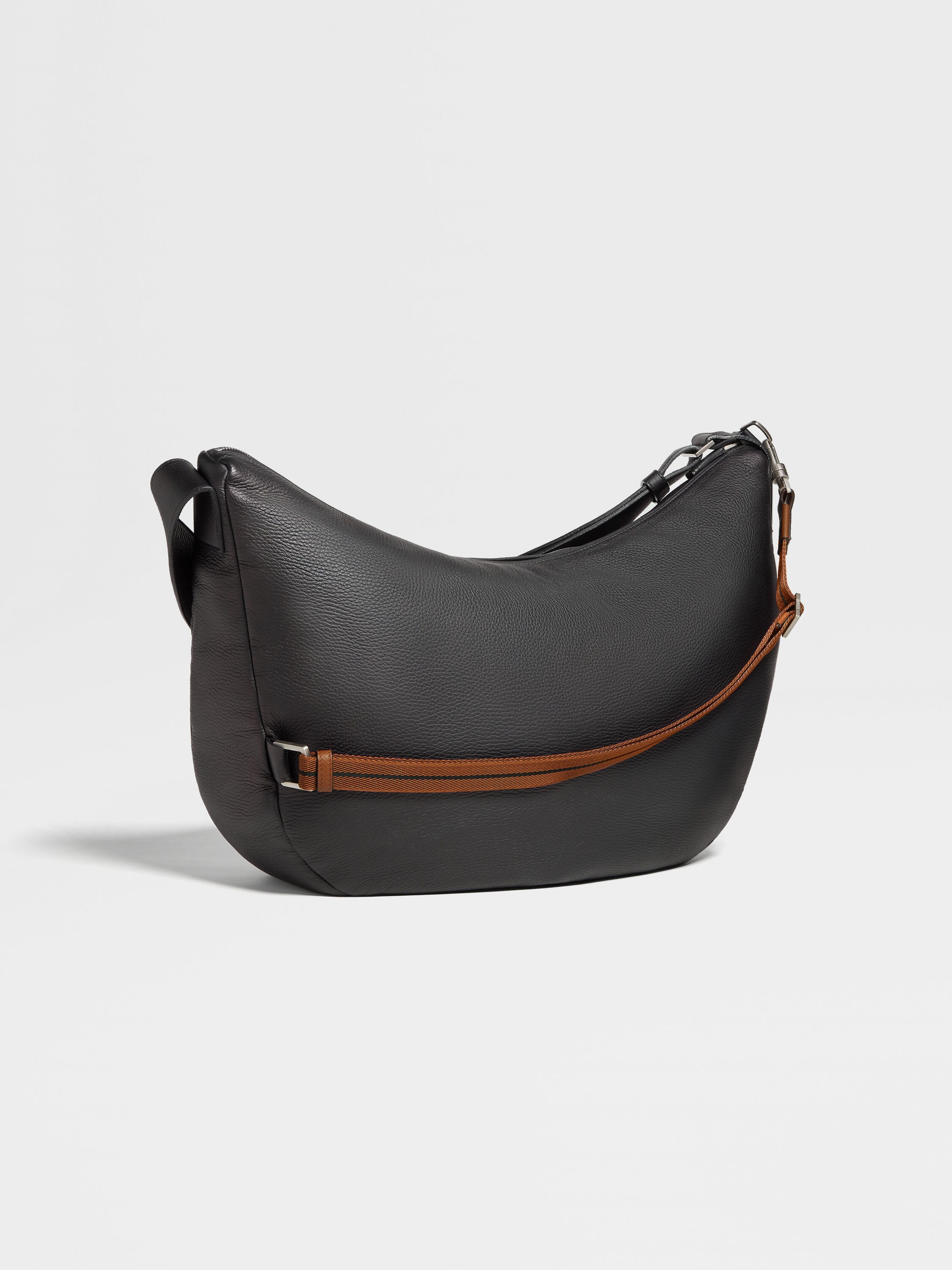 Sac Hobo Panorama en Cuir de Cerf Noir Photo #2 de détail du produit