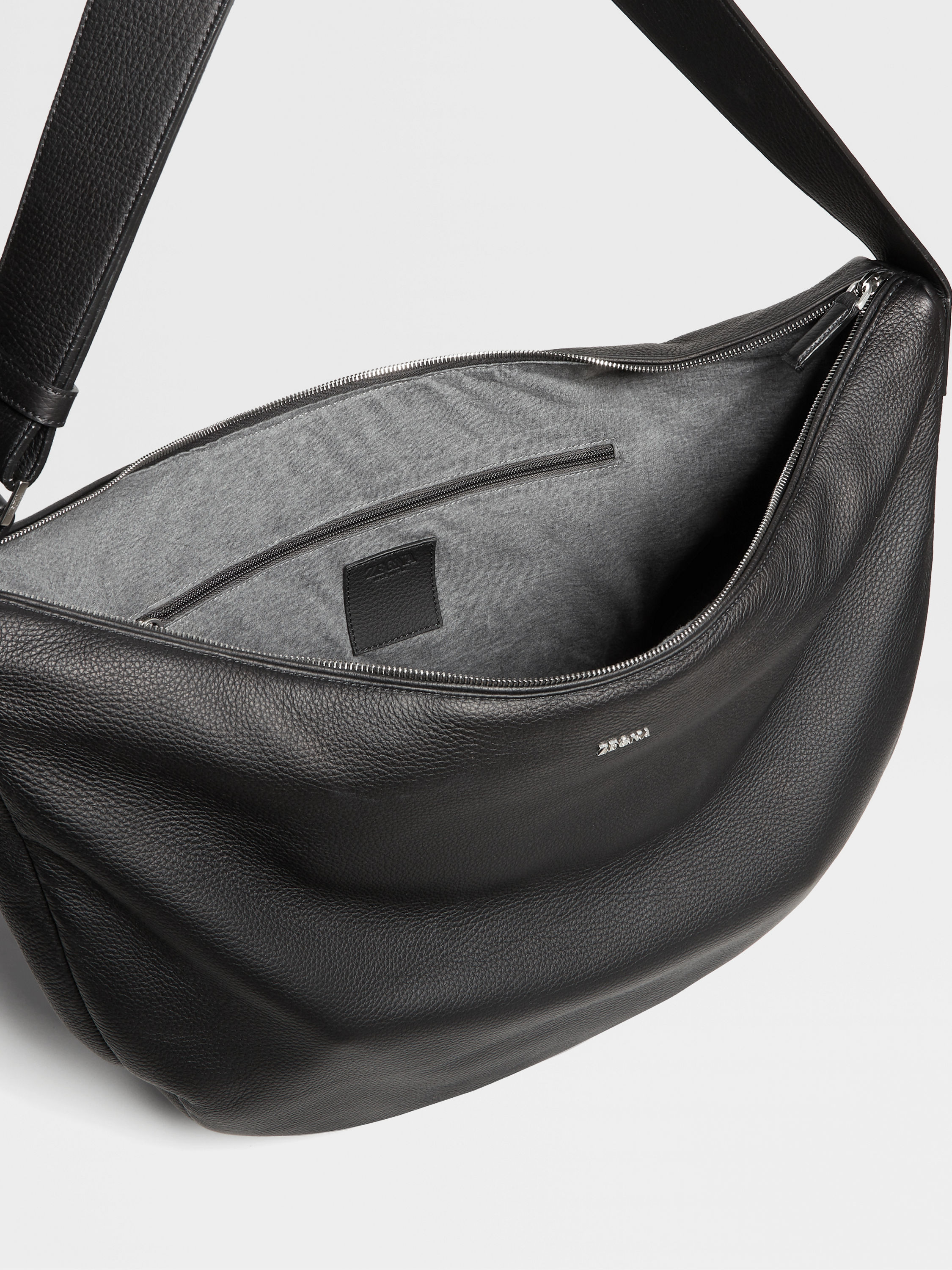 Sac Hobo Panorama en Cuir de Cerf Noir Photo #3 de détail du produit