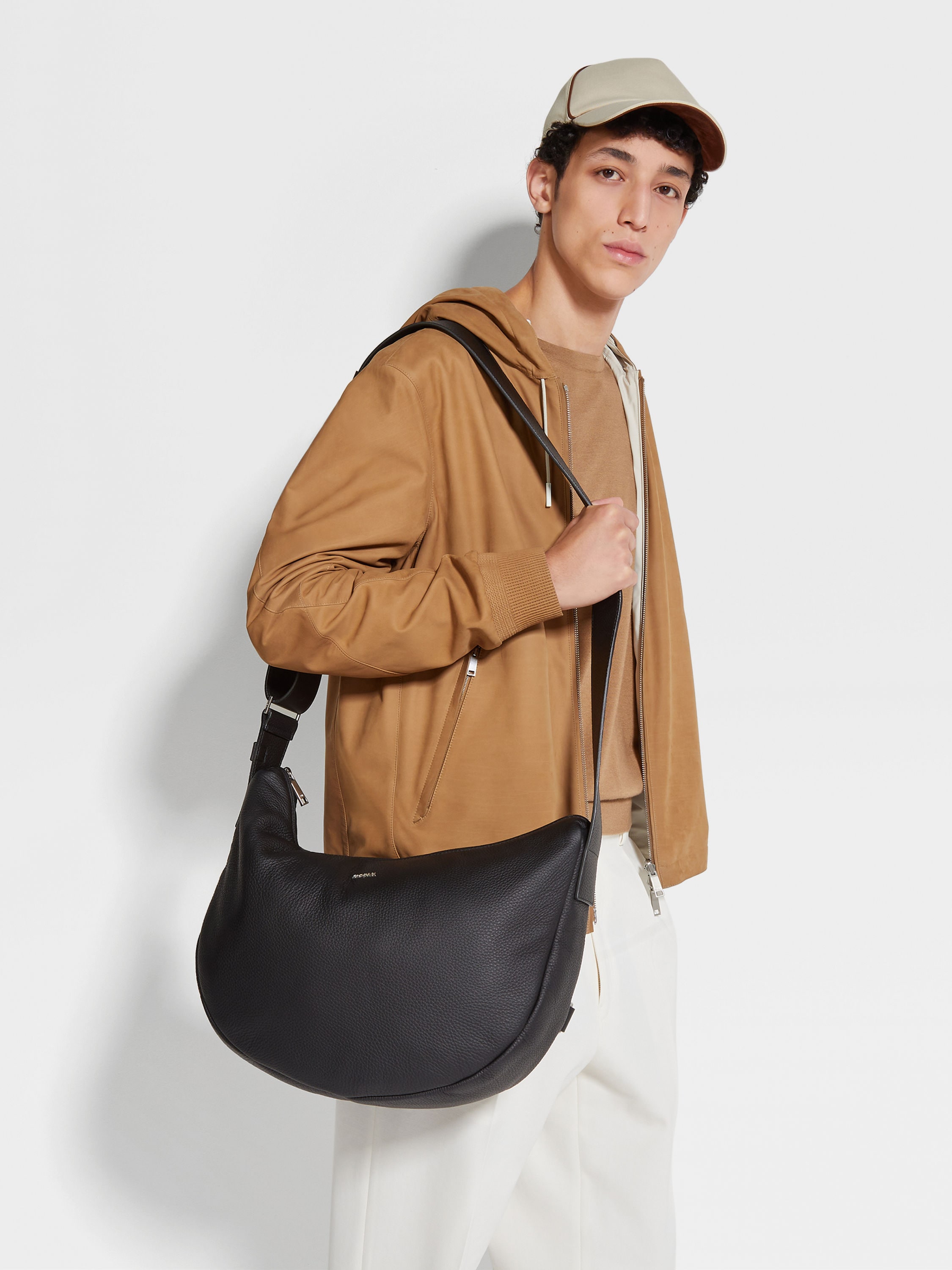 Black Deerskin Hobo Panorama Mini Bag Product detail photo #1