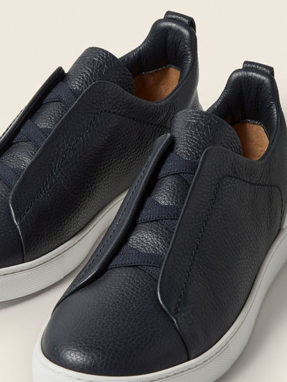 ネイビーブルーレザーTriple Stitch™ スニーカー SS26 39357763 | Zegna JP