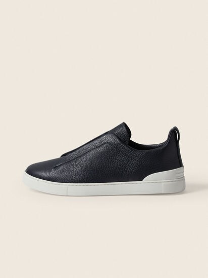 Navy Blue Leather Triple Stitch™ Sneakers SS26 39357763 | Zegna SK