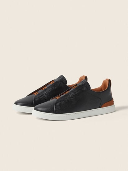 Black Leather Triple Stitch™ Sneakers FW26 39523716 | Zegna KR