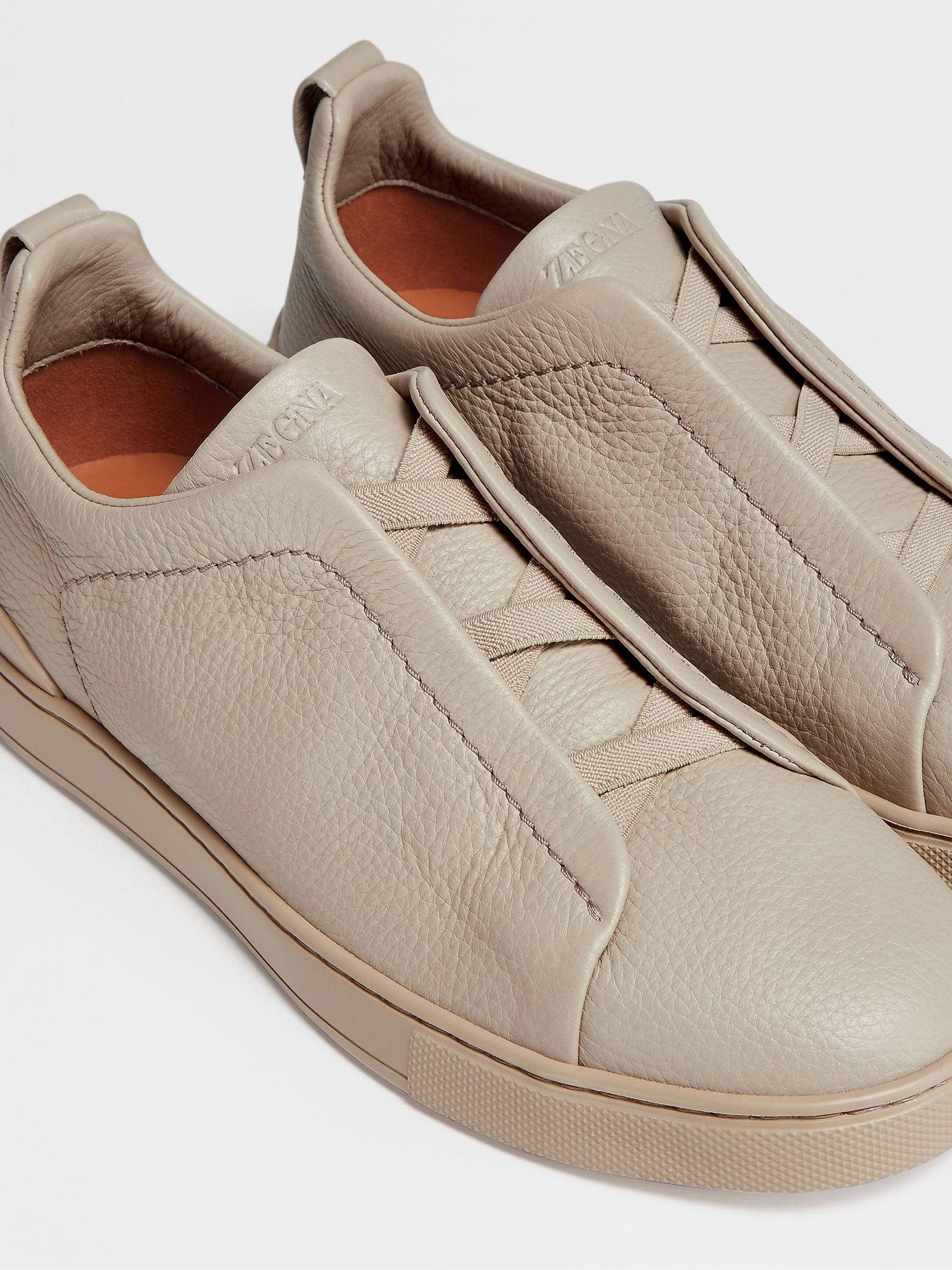 Beige Deerskin Triple Stitch™ Sneakers Product detail photo #2