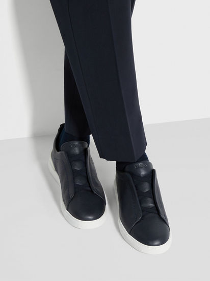 Navy Blue Deerskin Triple Stitch™ Sneakers SS25 22361747 Navy Blue Deerskin Triple Stitch™ Sneakers SS25 22361747