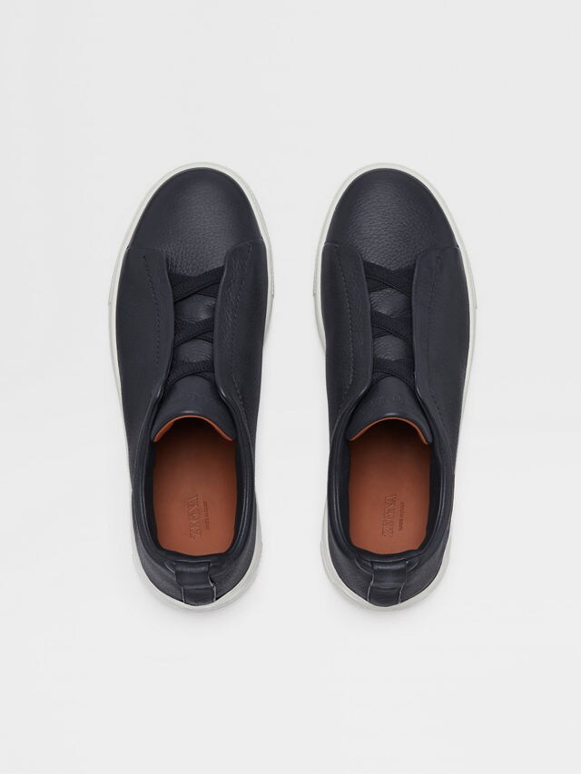 Navy Blue Deerskin Triple Stitch™ Sneakers Product detail photo #3