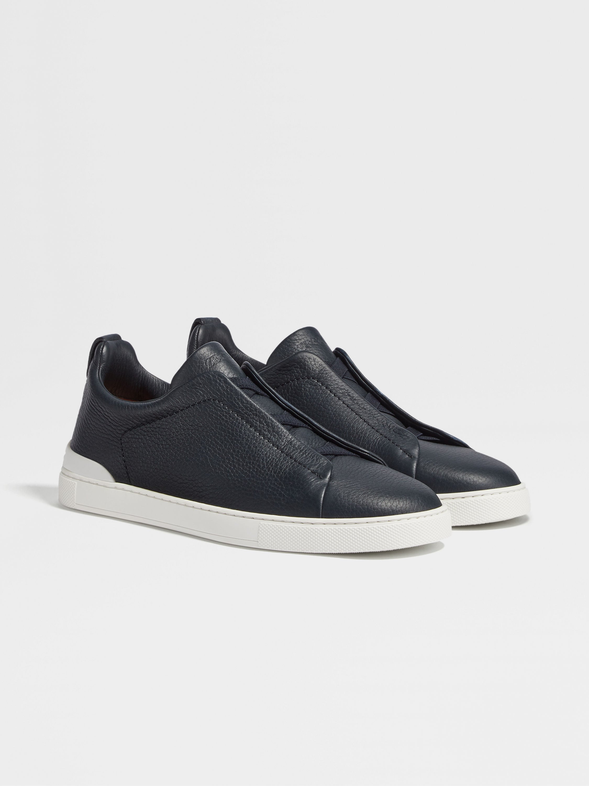 Navy Blue Deerskin Triple Stitch™ Sneakers