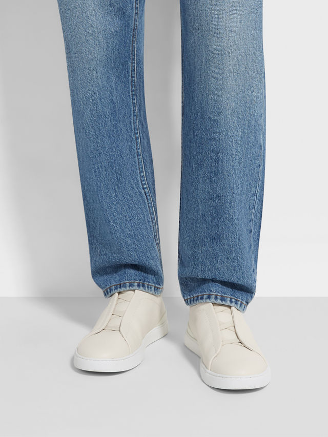Off White Deerskin Triple Stitch™ Sneakers Product detail photo #1