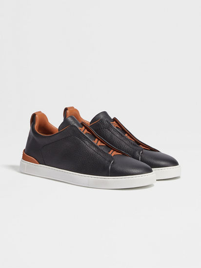 Zegna Men's Triple Stitch Leather Sneakers