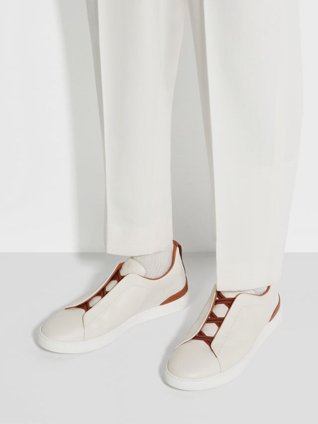 Off White Deerskin Triple Stitch™ Sneakers Product detail photo #1
