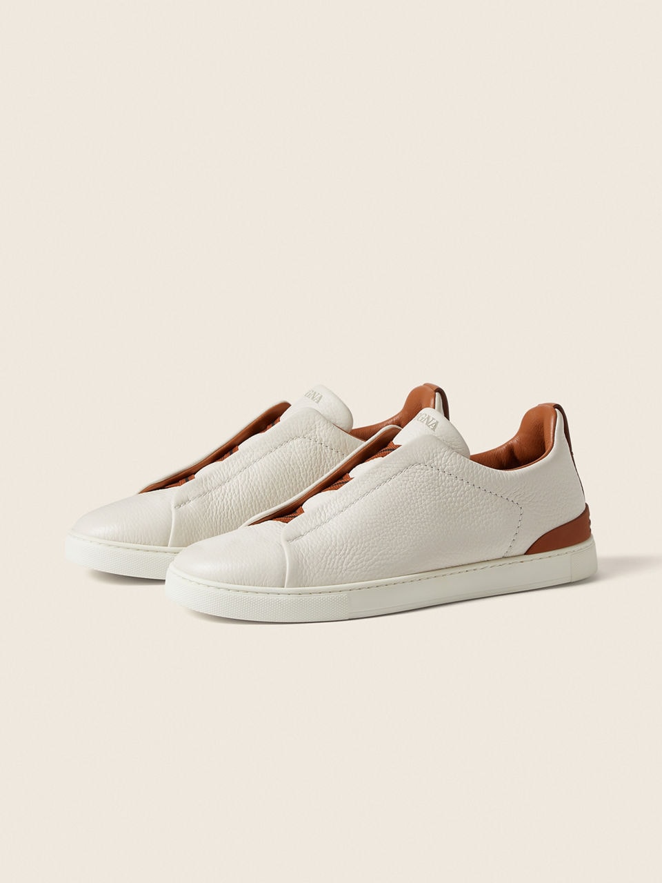 Off White Deerskin Triple Stitch Sneakers