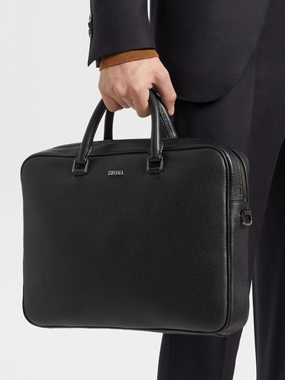 Black Grained Leather Edgy Business Bag SS24 22976738 | Zegna HK