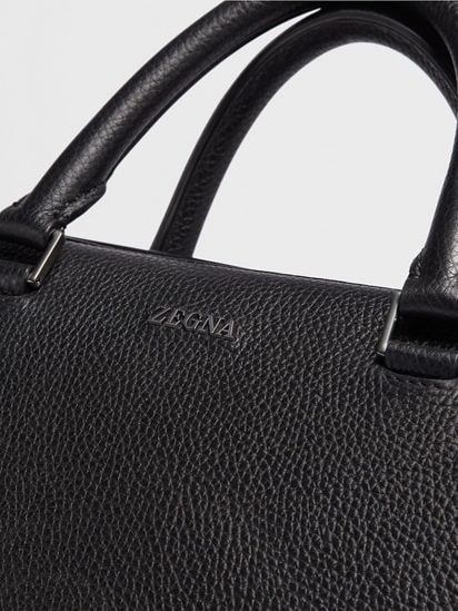 Black Grained Leather Edgy Business Bag SS25 22976738 | Zegna TH Black Grained Leather Edgy Business Bag SS25 22976738 | Zegna TH