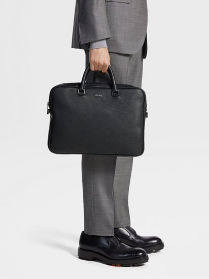 Black Leather Edgy Business Bag SS24 28279505 | Zegna BE