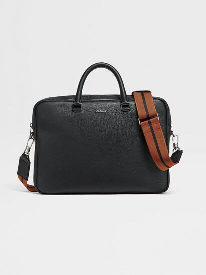 Black Leather Edgy Business Bag FW23 28279505 Zegna LU