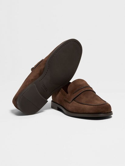 Dark Brown Suede Mocassin Corso Loafers FW25 35697983 | Zegna US