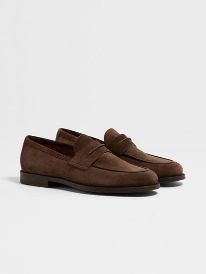 Dark Brown Suede Mocassin Corso Loafers FW25 35697983 | Zegna US