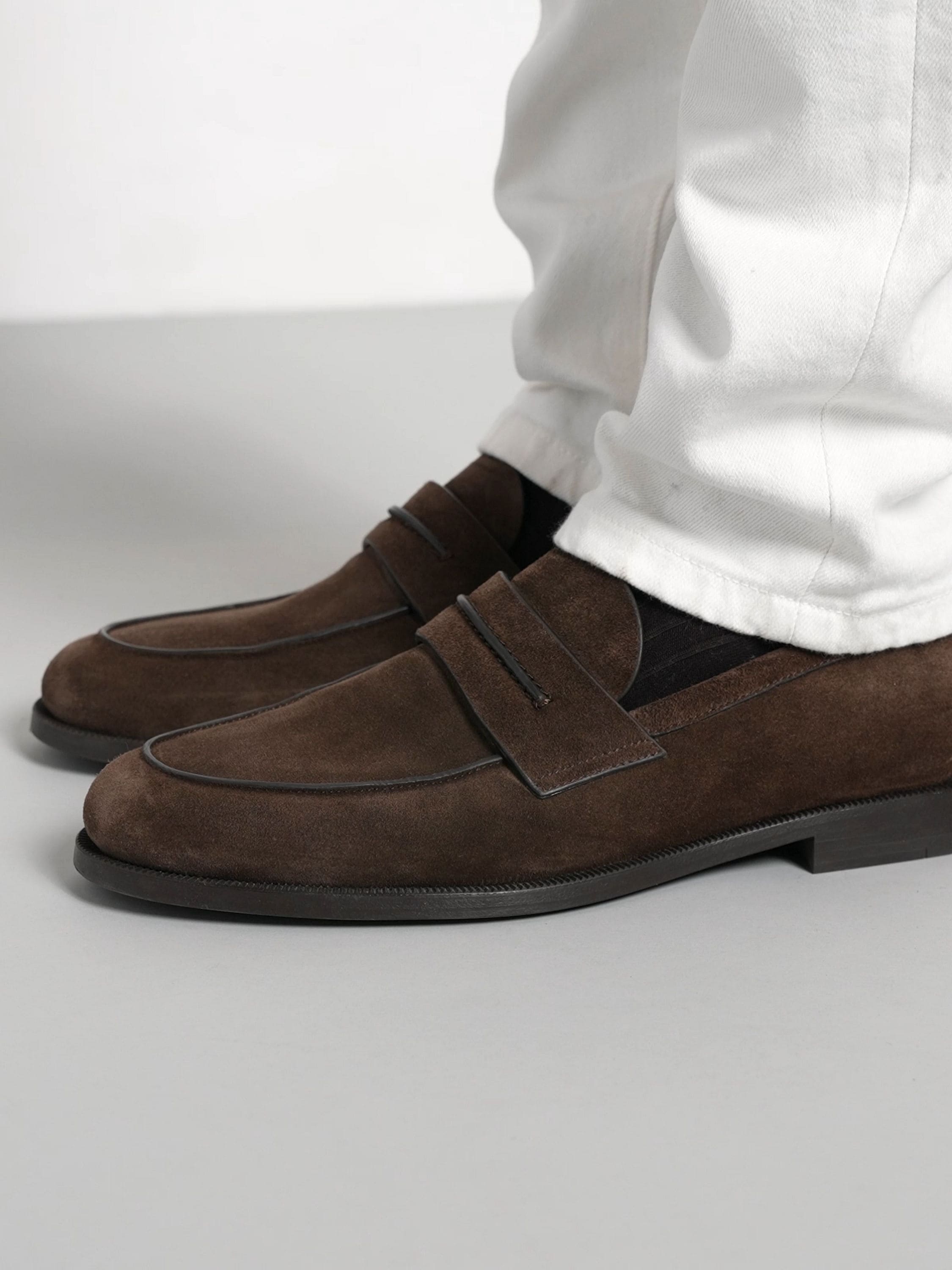 Mocassin Corso in Suede Marrone Scuro