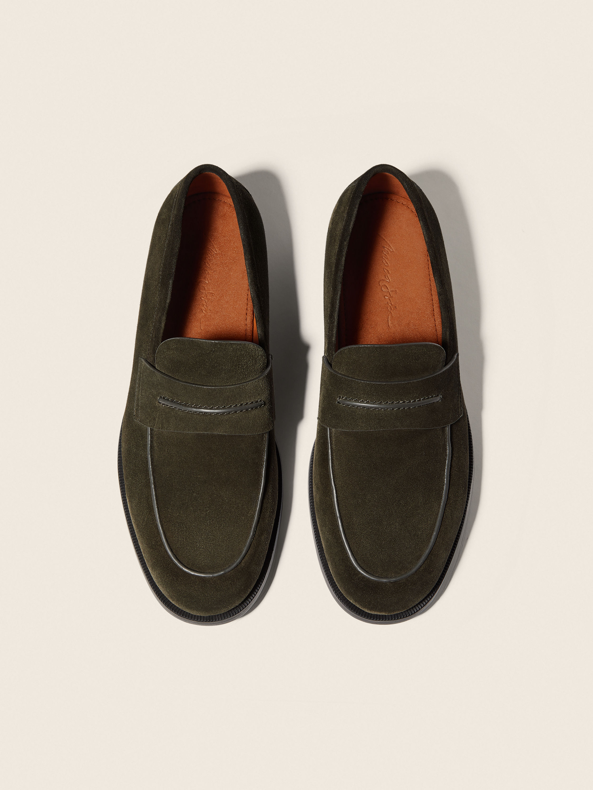 ダークオリーブグリーンスエード Mocassin Corsoローファー 製品詳細写真 #2