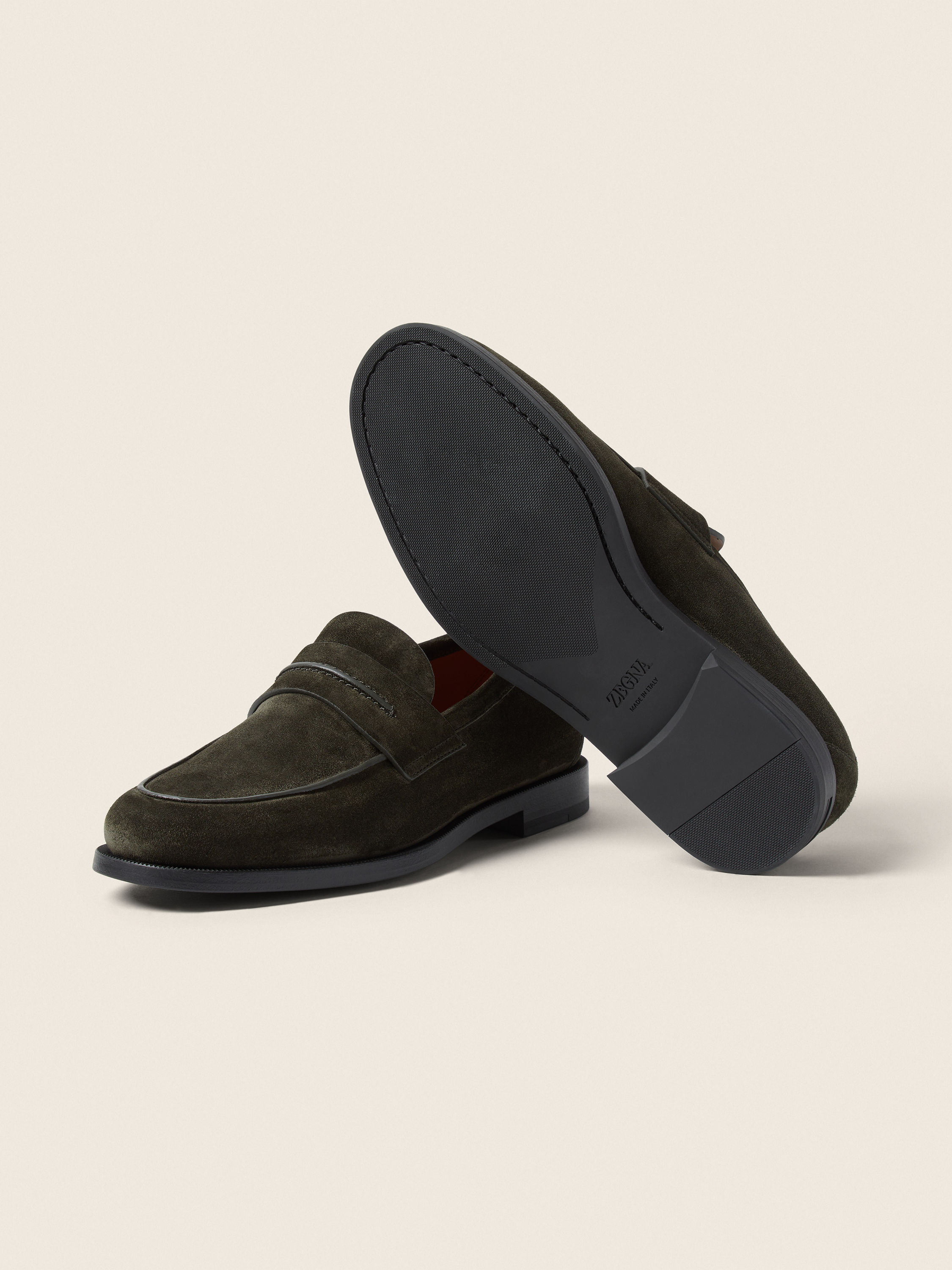 ダークオリーブグリーンスエード Mocassin Corsoローファー 製品詳細写真 #4