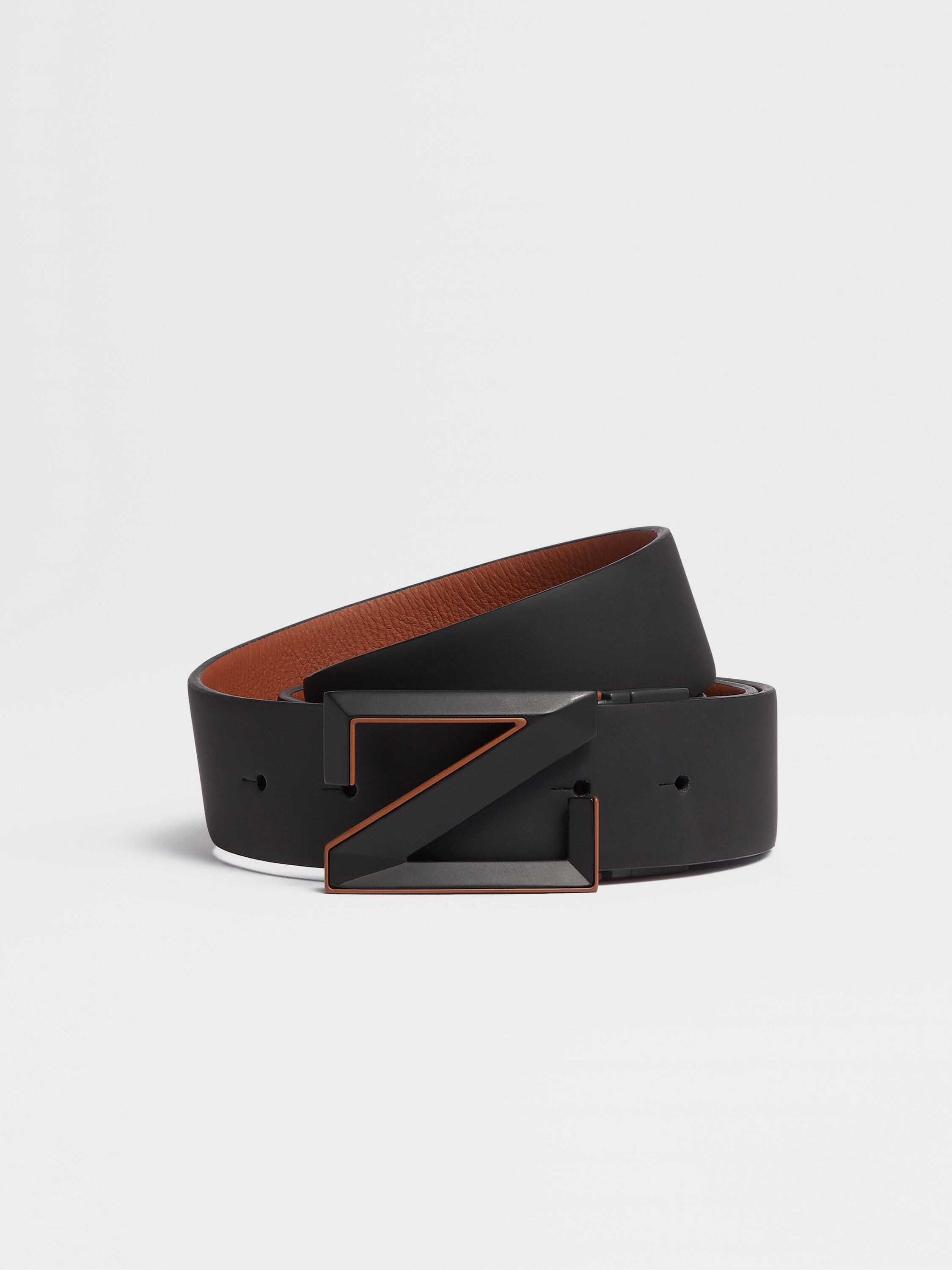 Black and Foliage Reversible Leather Belt