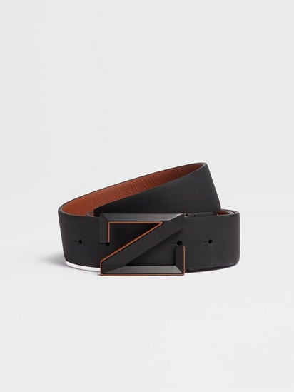 Black and Foliage Reversible Leather Belt SS24 22060629 | Zegna LU